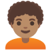 person, medium skin tone, curly hair